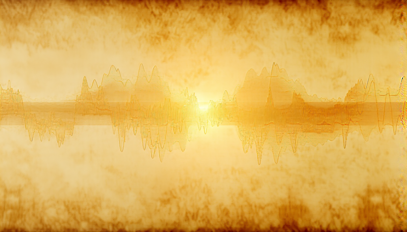 A smooth coherent golden waveform with a faint chaotic wave ghosted behind it