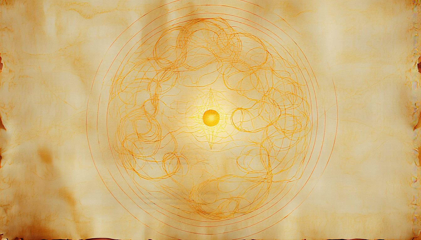 A map of looping golden lines with one clean path highlighted through the center